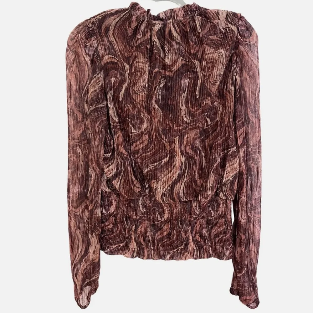 Joie Brocade paisley Smocked Waist long sleeve blouse - Picture 10 of 11